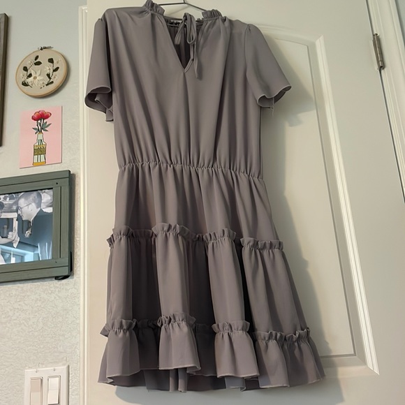Gray Ruffle Dress - Picture 2 of 3